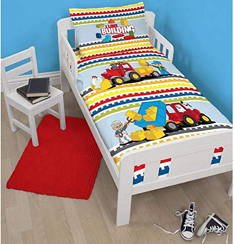 LEGO Duplo Blocks' Junior Duvet Set-Large Print, Polyester-Cotton, Multi-Colour, Single