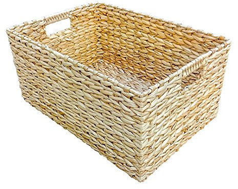 Red Hamper Small Rectangular Water Hyacinth Storage Basket, Wicker, Brown, 19 x 37 x 24 cm