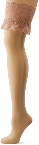 Glamory Damen Weites Bein Stulpen Anti Chafing Oberschenkelbänder G - 50374, Geblümt, 100 DEN, Gr. Large (44-46), Braun (Braun Make Up)