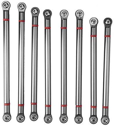 RC Car Chassis Link Rod, 8 Pcs Aluminum Alloy Chassis Link Rod for SCX10 1/10 Scale 313mm Wheelbase RC Crawler Car(Titanium Color)