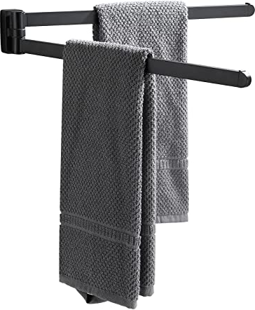 BGL Swivel Handtuchhalter Schwarz Swivel Handtuchstange Bewegliche Doppel Handtuchhalter Matt Gummi Schwarz Badezimmer Zubehör