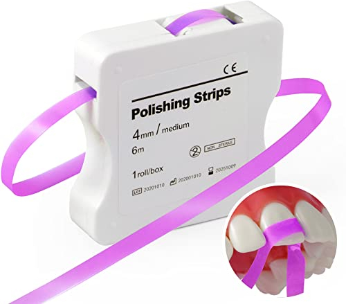 Annhua Dental Polierstreifen, Dental Schleifstreifen with 4 mm x 6 m, Fein Zahn Schleifpapier, Mittelgroß (Rosa,1 Stück)