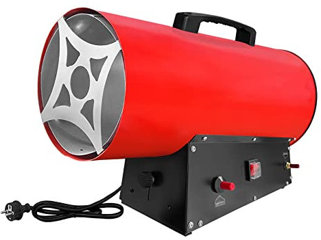 Froadp Souffleur de chauffage au gaz 30 kW en acier inoxydable avec valve de réduction de pression 700 mbar et tuyau de gaz 150 cm pour chantiers, entrepôts, garages (rouge)