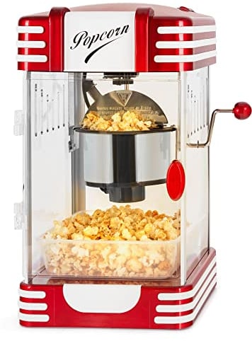 Stagecaptain PCM-300 Popcorn Maschine - Retro-Design - Kurze Aufheizzeit - Mit Dosierlöffeln - Problemlose Reinigung - Dekorative Innenbeleuchtung - Rot/Weiß