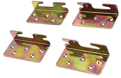 Geesatis - Staffa da Letto in Legno, 4 Pezzi, Ganci per binari per Letto, Piastre da Letto, raccordi, Doppio Gancio, con Viti di Montaggio, 3,6 x 5,1 cm