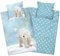 Aminata kids Biber Bettwäsche 135x200 Eisbär Flanell Baumwolle mit Reißverschluss - Kinder & Erwachsene - weiß blau - Tier-Motiv - Schneeflocken - Eisbärbettwäsche Winter-Tiere