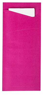 PG PrimeGuest SUPPLY Bestecktasche Serviettentaschen 85x190mm mit Serviette in Weiß Bestecktaschen ideal für Gastronomie und Feiern 100 Stück | (Pink)