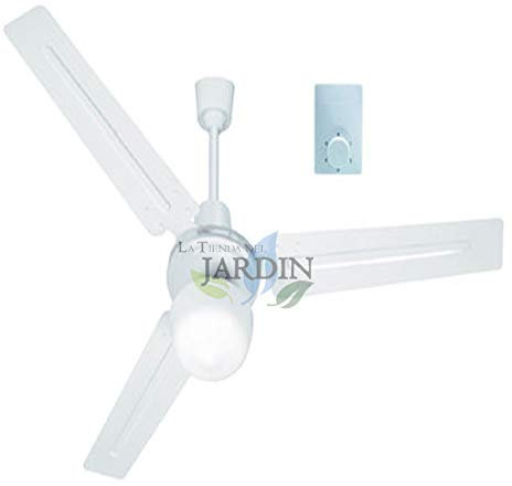 Suinga - Ventilatore da soffitto con luce 90 cm, potenza 55 W, telecomando con cavo