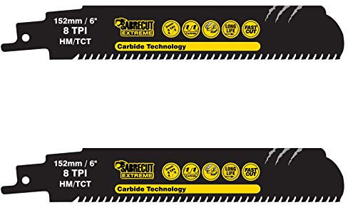 2 x SabreCut SCRS930HM_2 Tungsten Carbide 152mm 8 TPI S930HM Very Fast Wood and Metal Cutting Reciprocating Sabre Saw Blades