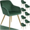 tectake® Esszimmerstühle mit Armlehne, Stuhl, Samt Polster Stühle, Möbel für Esstisch, Schminktisch, Wohnzimmer, Esszimmer, Arbeitszimmer, ergonomischer Dining Chair - dunkelgrün/Gold, 8er Set