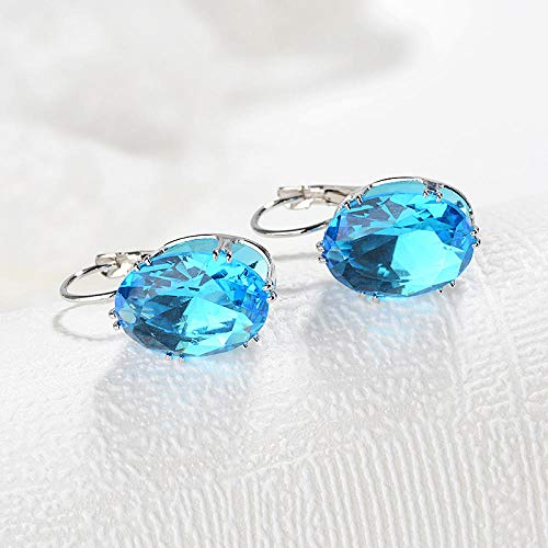 Cunluna 925 Silber Schmuck Ohrringe mit Multicolor oval geformt Engrabstein Stein Ohrringe für Frauen Hochzeit-JS-ZRE748-blau