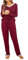 Lovasy Super Soft Women's Pyjamas Set - 2 Piece Long Sleeve V-Neck Ladies PJs With Pockets, Wine Red, XXL
