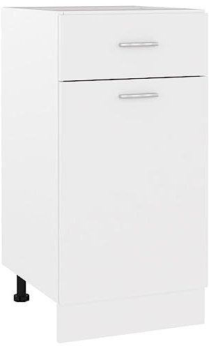 vidaXL 40 x 46 x 81.5 cm White Engineered Wood Base Cabinet Kitchen Storage Solution with 1 Drawer and 2 Shelves