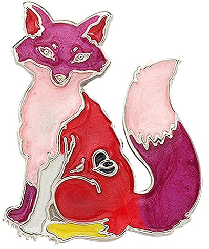 NEWEI Fuchs Brosche für Damen Mädchen Jacke Tasche Charms Pins Geschenke (Rot)