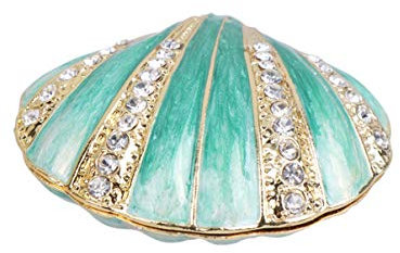 Cabilock Schmuckkästchen Muschel Emaille Legierung Grün Schmuck Aufbewahrungsbox Ring Organizer für Frauen Mädchen Pillen Ohrringe Ringe Perlen Kleine Gegenstände Esstisch