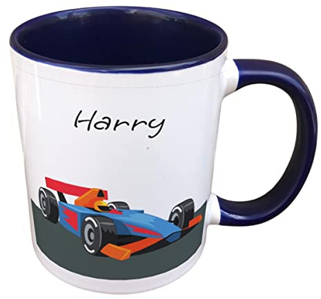Personalised Racing Car Sports Mug Gift - Present for Sports Lovers - Gifts for Racer - Personalised Formula One Homeware & giftware Decor (Pink)