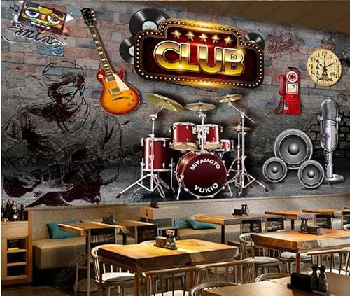 Brick Wallpaper Music Rock Wallpapers Industrial Decoration Bar Background Mural-400Cmx280Cm