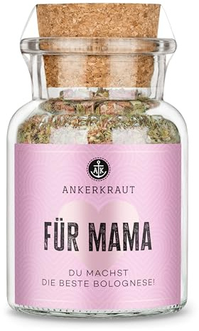 Ankerkraut Für Mama Gewürz, Mischung würziger Zutaten für Spaghetti Bolognese als Sonderedition, Geschenk für Mom, Überraschung für Mutter, Klassiker für die Küche, 100g im Korkenglas