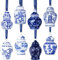 BBTO Mini-Chinoiserie Porzellan-Hängedekorationen, Blau und Weiß, Keramik-Baum-Anhänger, Ornamente, Geburtstagsparty, Babyparty, Hochzeit, Heimdekoration (klassischer Stil), 8 Stück