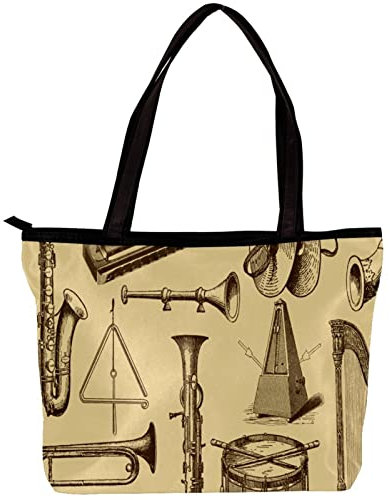 TBOUOBT Handtaschen für Damen Mode Tragetaschen Umhängetasche Satchel Taschen,Musikinstrumente im alten Stil zeichnen