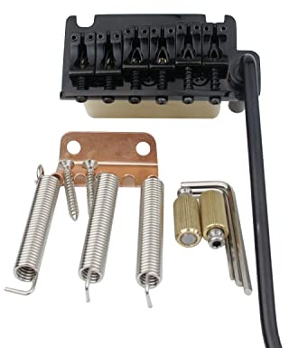 Guyker Non-locking 2 Point Guitar Tremolo Bridge with Tremolo System Saddle and Full Size Brass Block CNC Machine Replacement Part (black, GG510)