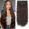 Clip in Hair Extensions, REECHO 5PCS Brown Hair Extensions 24 Thick Long Loose Waves hair extensions HE002 Invisible Lace Weft Natural Soft Hairpieces for Women – Dark Brown