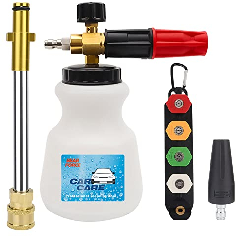 Bear Force Pressure Washer Foam Cannon Snow Foam Lance & Extension Wand with 1/4” Quick Connector & 5 Spray Tips & Turbo Nozzle for Sun Joe Lavor Homdox Wholesun Nilfisk Stihl Koblenz Pressure Washers