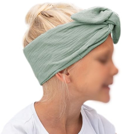 Papierdrachen Musselin Haarband für Kinder zum Selbstbinden - Knotenband - Stirnband - Haar Accessoires - Herbst und Sommer - türkis - für Kinder