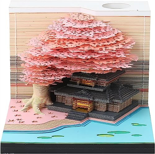 Blocco Note Tridimensionale Della Casa Sull'albero Con Luce, Modello Architettonico 3d Carta Creativa for Intagliare La Carta 8,5 * 8,5 * 7 Cm for Raccolta, Regali, Decorazioni 7.8 (Color : 01, Size