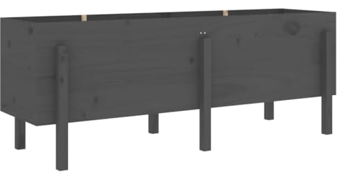 vidaXL Hochbeet, Pflanzkübel Gartenbeet für Garten Balkon Terrasse, Pflanzkasten Blumenkasten zum Selber Bauen, Pflanzbeet Gemüsebeet, Grau Massivholz Kiefer