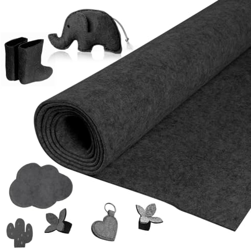 Yuragim Filzrolle Filzstoff, Filz Meterware 40cmx250cmx3mm Filz Stoff Bastelfilz Dekofilz Taschenfilz Filzmatte für DIY Aufbewahrungstasche Filzunterlage Patchwork Nähen Basteln (Dunkelgrau)