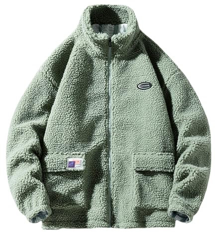 Teddy Pullover Herren Herbst Winter Vintage Felljacke Jacke Zipper Dicke Teddyfleece Wolljacke Teddyfell Gefüttert Fleecejacke Kälteschutzjacke Thermo Übergröße Kuscheljacke Jagdjacke