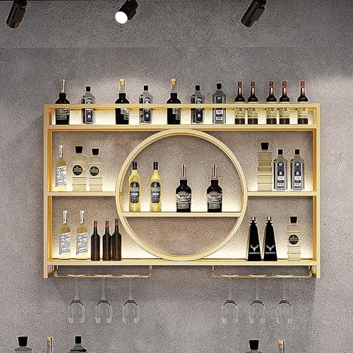 Metal Wall Mounted Wine Rack - Modern Metal Wall Mounted Wine Display Rack, Champagne Stemware Glass Holder For Restaurant, Kitchen, And Bar - Modern Wine Displa(Size:140x15x80cm/55x6x31in,Color:gold)
