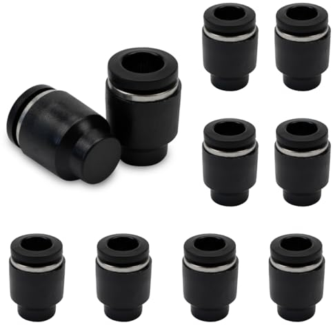Bwintech 10 piezas Racor con tapón neumático de 8mm de diámetro exterior para tubos Push to Connect (PPF8)