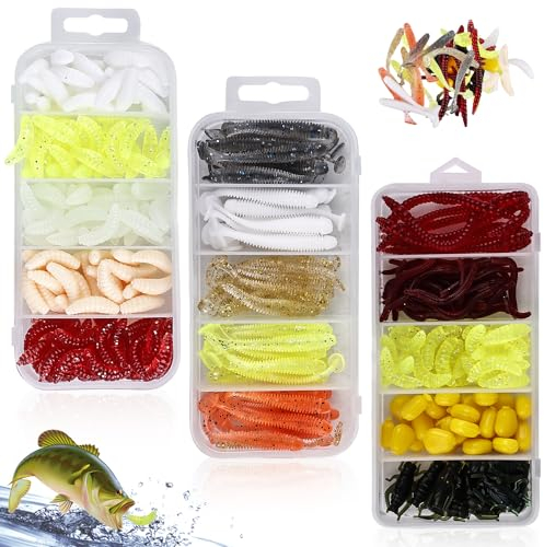 WIYETY Set di 278 esche artificiali da pesca: esche per storione, basso e trota, 278 pezzi