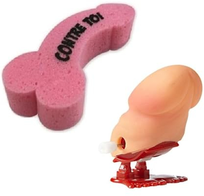 Maelsa® Lot Farce et Attrape Éponge de Bain Zizi + Zizi sauteur/Quequette sauteuse - Idéal Cadeau Anniversaire Noël EVJF