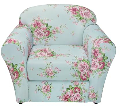 Arquiel Sesselschoner 2 StüCk, Sesselbezug Mit Elastisch Stretch Husse, Sofabezug 1 Sitzer Stuhlhussen Gedruckt Sofaschoner Mit Armlehne Weicher rutschfest(Pfingstrose auf Blauem Hintergrund)