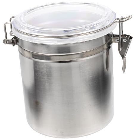 Zerodeko Sealed Canister Tea Containers Reusable Storage Canister Convenient Coffee Bean Canister Vacuum Sealer Containers Small Kitchen Desktop Stainless Steel Accessories Office