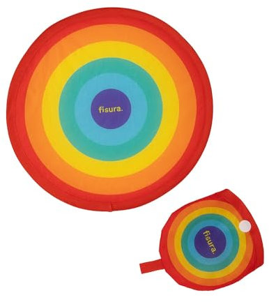 FISURA – Runder faltbarer Fächer. Original faltbarer Handventilator. Faltbares Frisbee. Tragbarer Fächer für Partys. 20 zentimeter. (Regenbogen, 1 Stück)