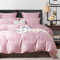 Bettwäsche Satin 135x200 Rosa Seide Bettbezug Set 2Teilig Glatt Glänzend Wendebettwäsche Jacquard Blätter Blumenmuster Stickerei Bettwäschegarnitur Einzelbett mit Reissverschluss und1Kissenbezüge80x80