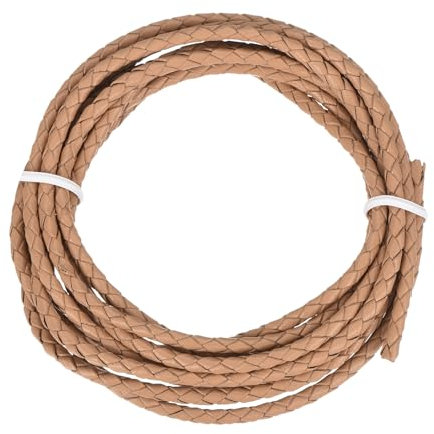sourcing map Braided Leather Cord, 4mm Round Braided Faux Leather Necklace Cord Bolo Tie String 2 Yard for Jewelry Making Necklace Crafts Beading Braiding 77