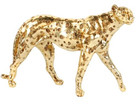 Fudaolee Goldene Leopard Statuen Ornamente Statue Skulptur Harz Abstrakte Kunst Statue Geschenk Für Schlafzimmer Studie Weinschrank Büro Weihnachten Halloween Gehen