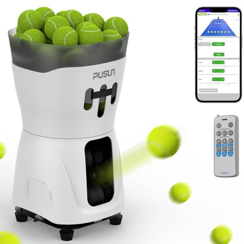 Generico PT-MINIPro Macchina Lanciapalle Tennis Leggera - Controllo App, Ideale per Interno, 65 Palline, Batteria 3-5h, Sistema Didattico, Allenatore Tennis Automatico Portatile (Bianco)