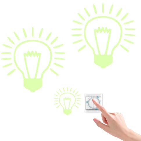 YFaith 2 Pezzi Adesivi Interruttori Luce, Fosforescente Adesivi per Interruttore, Grande Autoadesivo Interruttore, Decorativo Adesivi Luminosi, per Parete, Interruttore Corridoio