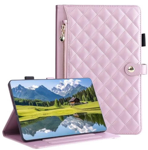 Vaitasy Custodia per Samsung Galaxy Tab S6 Lite 10.4 Pollici 2024/2022/2020 Cinturino da polso Cerniera Portadocumenti Cover Business Pelle PU Custodia per Galaxy Tab S6 Lite Oro rosa