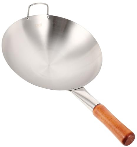 Toyvian Stainless Steel Single Handle Wok Cooking Pot for Home Kitchen Multi-Functional Pot Handle for Stir-Frying Induction Hobs