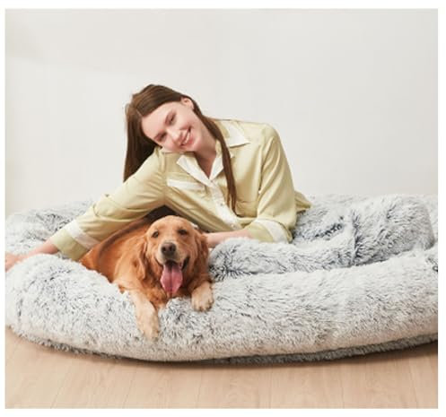 Hunde donut bet,beistellbett hund,hundebett for menschen,human dog bed for menschen,Hundebett in Menschengröße mit waschbarem,Flauschig Hundekissen,Waschbar Hundesofa(L*W*H:165*100*25CM/65*39*9IN)