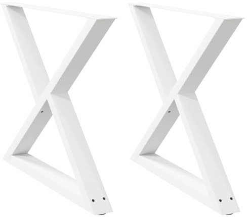 vidaXL Pieds de table à manger 2 pièces Blanc 90 x (72-73,3) cm Acier