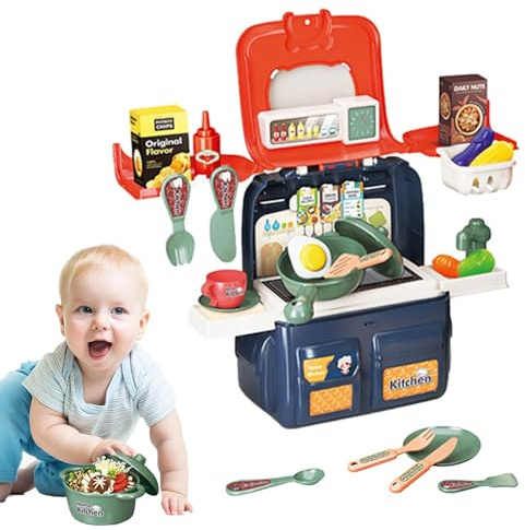 Kitchen Kids Spielen EIN Set, Macht Lebensmittel Spielzeug Küche Spielzeug | Outdoor Playset Rucksack für Kinder – Interaktives tragbares Küchen-Food Fitend Spielzeug für Mädchen von 3 bis 6