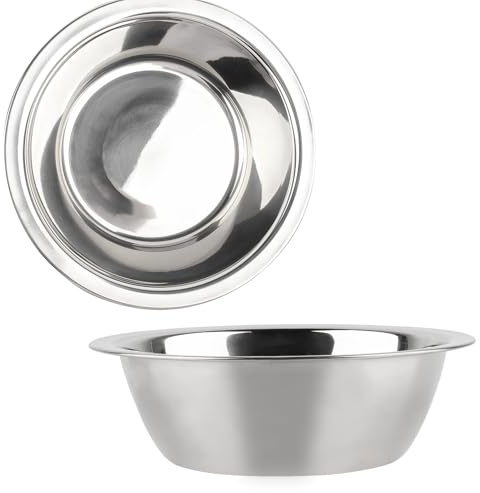Cxryrzhe 2 Pack Thick Stainless Steel Dog Bowls Food Grade Safe Pet Cat & Dogs Feeder Bowls and Water Bowls Easy to Clean (Wide Edge 16.5cm)